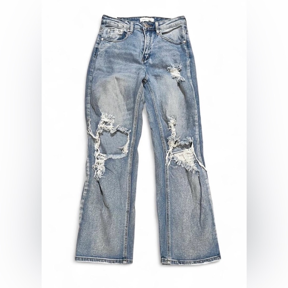 Almost Famous Distressed Light Wash Wide Leg Jeans